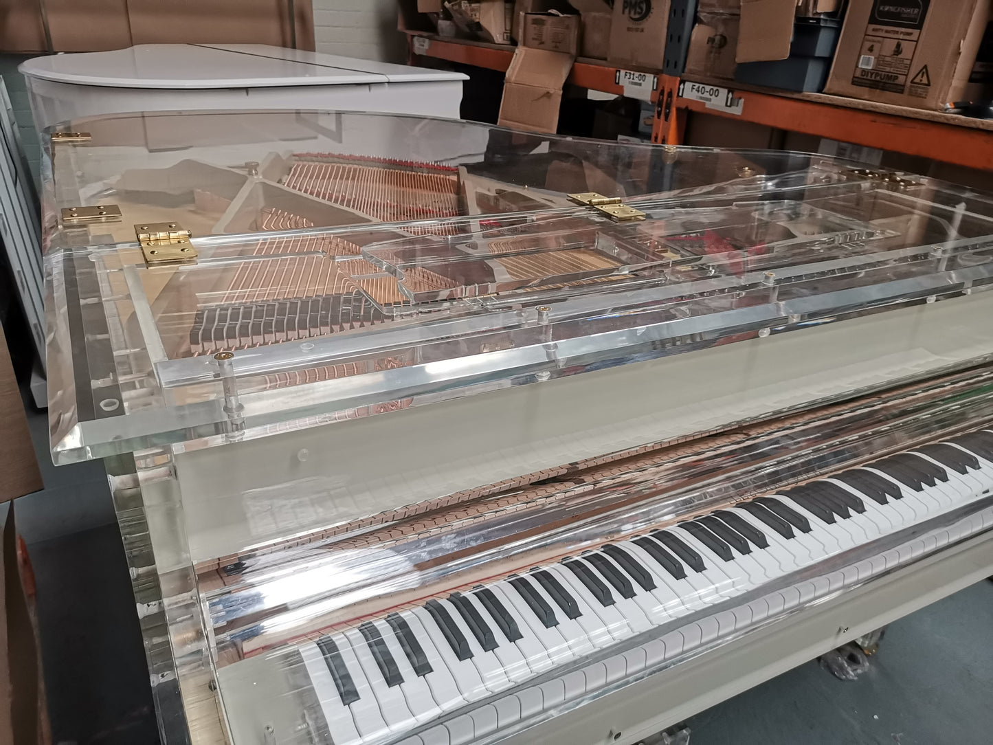 Self Playing Transparent Baby Grand Piano.
