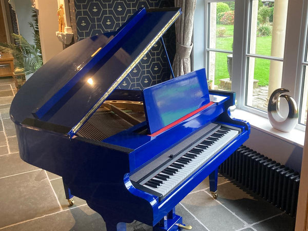 Digital-Converted Blue Baby Grand Piano | Acoustic Grand with Built-In Digital System | UK Delivery”