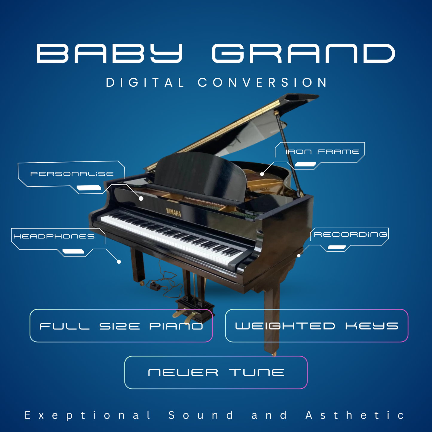 SOLD - Digital-Converted Black Baby Grand Piano | Acoustic Grand with Built-In Digital System | UK Delivery”
