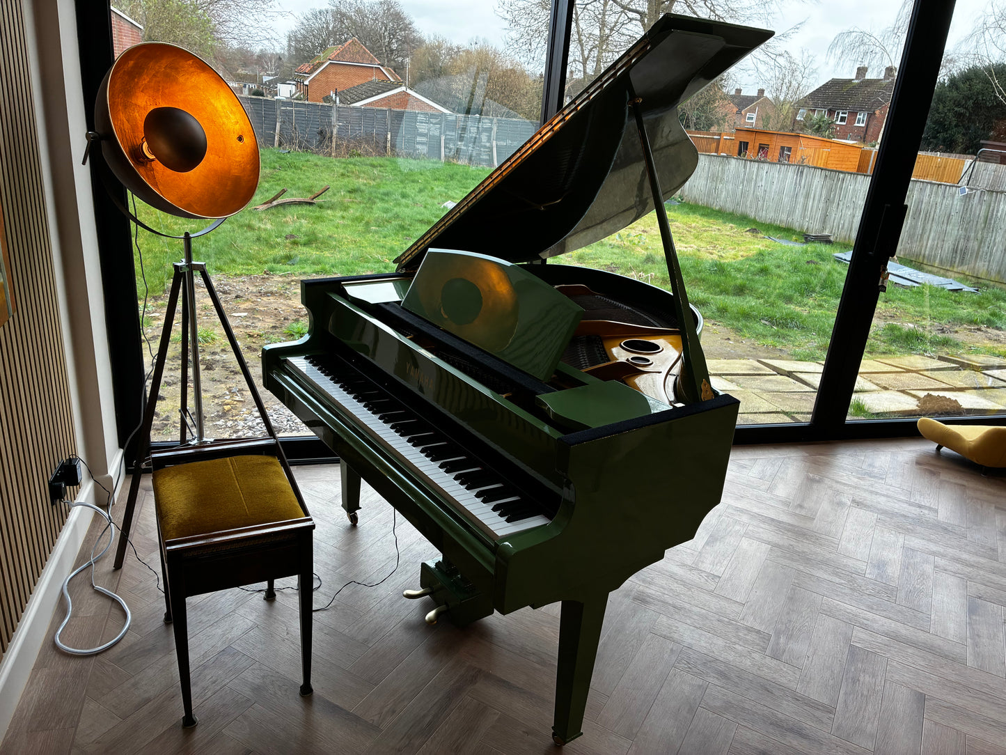 Digital-Converted Olive Green Baby Grand Piano | Acoustic Grand with Built-In Digital System | UK Delivery”