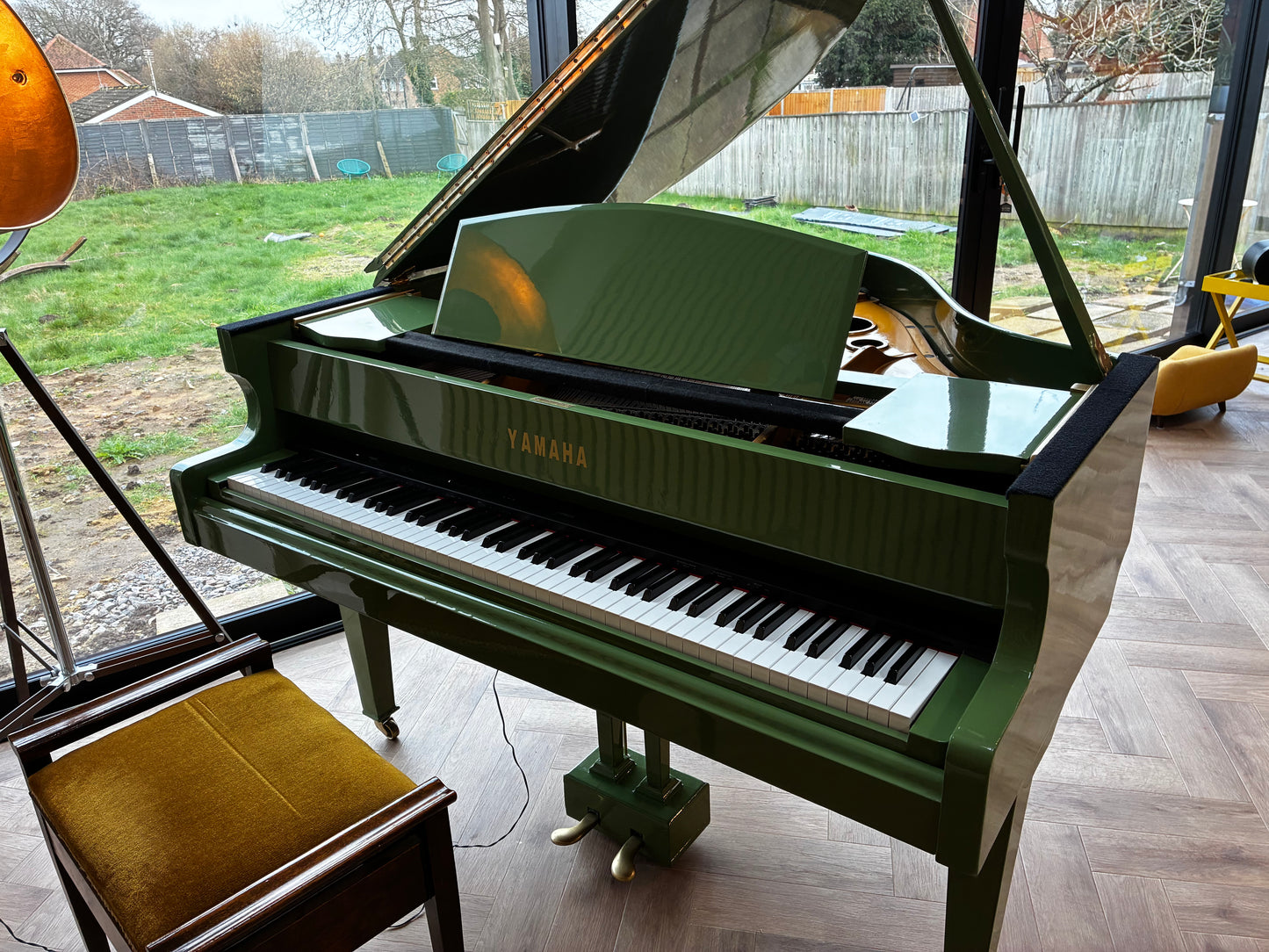 Digital-Converted Olive Green Baby Grand Piano | Acoustic Grand with Built-In Digital System | UK Delivery”