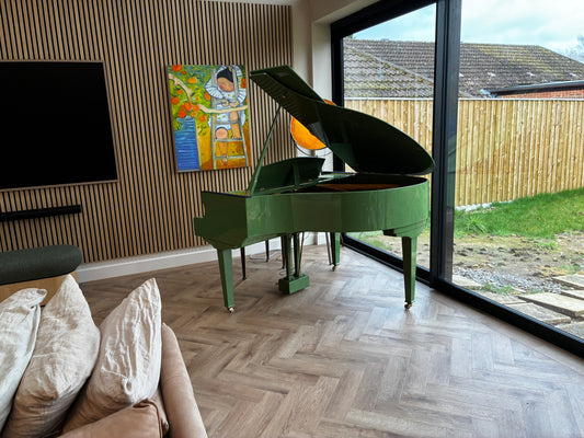 Digital-Converted Olive Green Baby Grand Piano | Acoustic Grand with Built-In Digital System | UK Delivery”