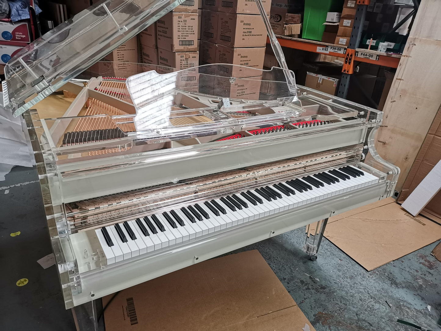 Self Playing Transparent Baby Grand Piano.