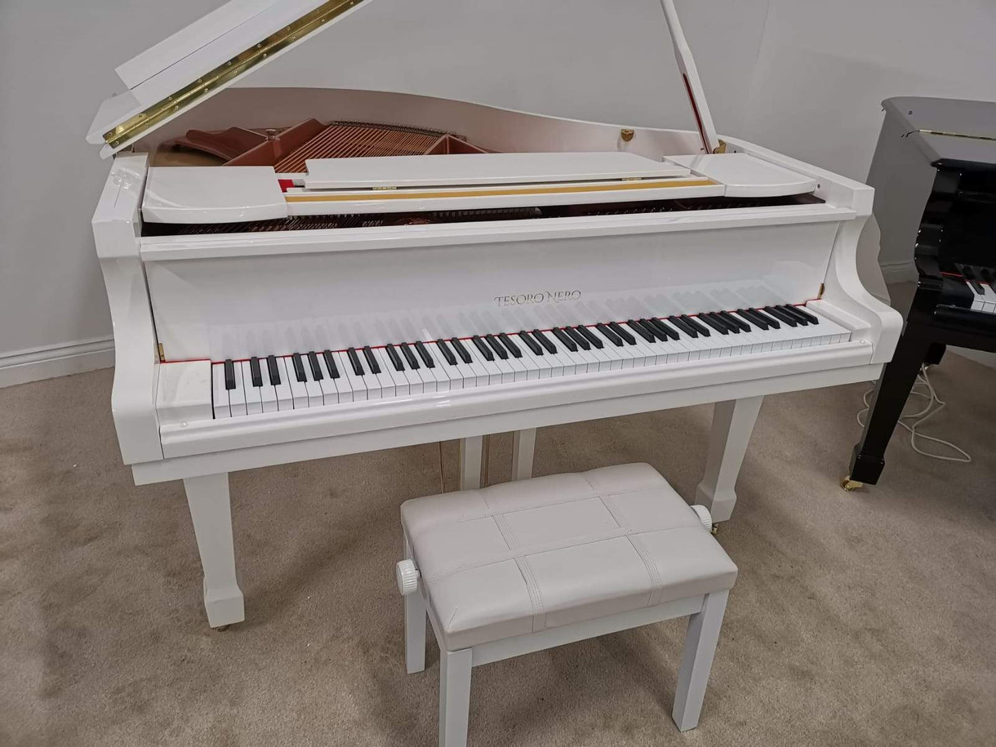 Self Playing White Baby Grand Piano