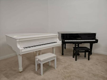 Refurbished Acoustic White Baby Grand Piano.