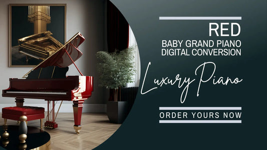 Red Baby Grand Piano Digital Conversion